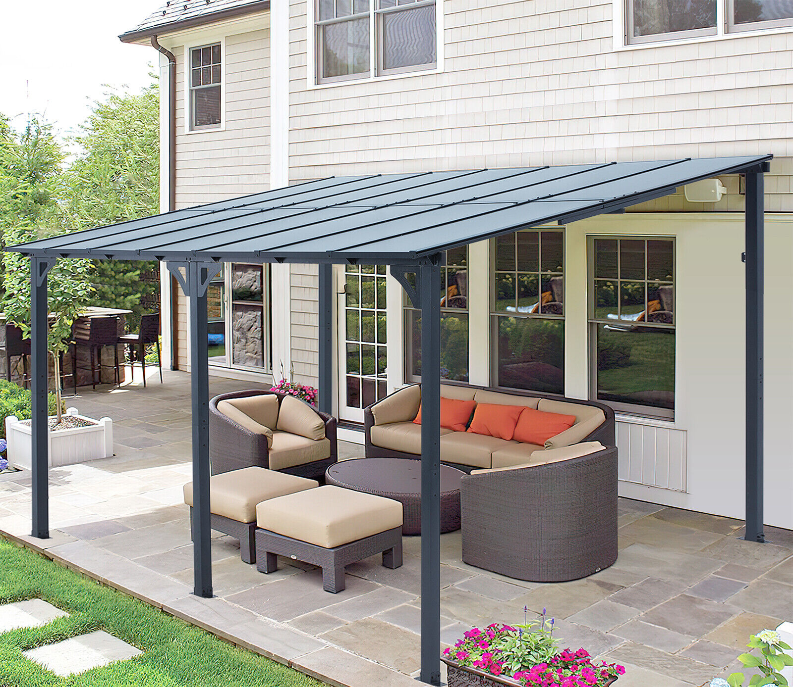 Pergola bioclimatique grise 3x3 m BONNI main image 0